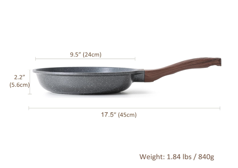 High Quality Nonstick Frying Pan Skillet, Swiss Granite Coating Omelette Pan, Healthy Stone Cookware Chef's Pan, PFOA Free 9.5 inch