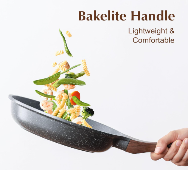 High Quality Nonstick Frying Pan Skillet, Swiss Granite Coating Omelette Pan, Healthy Stone Cookware Chef's Pan, PFOA Free 9.5 inch