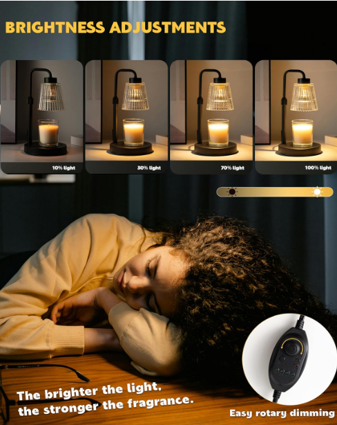 Candle Warmer Lamp with Timer Dimmable, Birthday Gifts for Women Mom, House Warming Gifts New Home Decor, Wax Melt Warmer for Jar Candles with 2 Bulbs