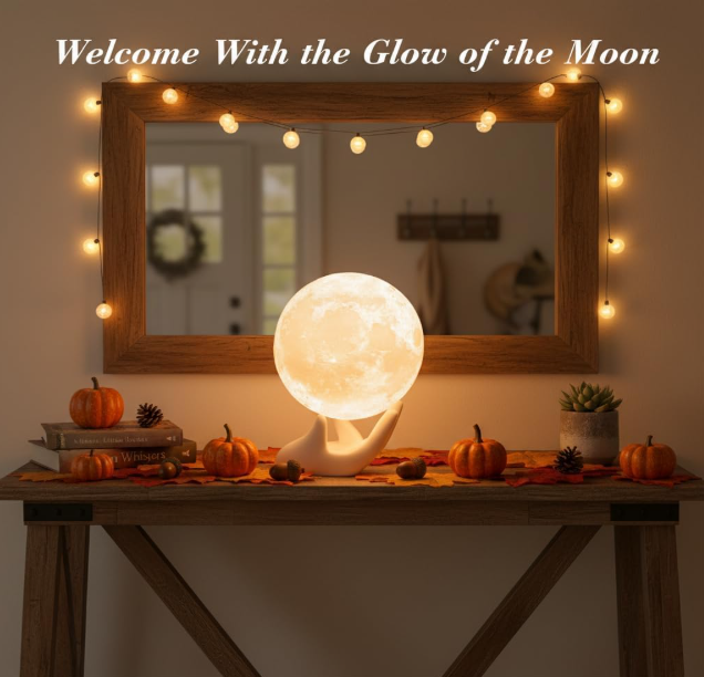 High Built in Quality 3.5 Inch 3D Moon Lamp – White Elephant Gift for Women Teenage Girls, Mood Lighting w/Ceramic Base, Dual-Color White/Yellow, Touch-Dimmable LED...