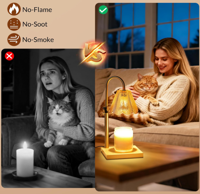 Candle Warmer Lamp with Timer Dimmer, Height Adjustable Fragrance Candle Warmer for Bedroom, Birthday Gifts for Mom Friend Sister, Vintage Style.