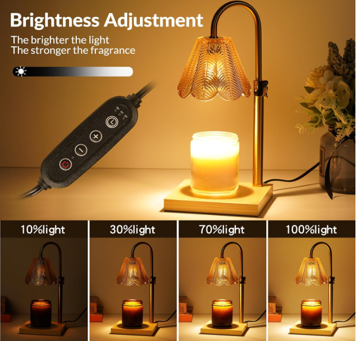 Candle Warmer Lamp with Timer Dimmer, Height Adjustable Fragrance Candle Warmer for Bedroom, Birthday Gifts for Mom Friend Sister, Vintage Style.