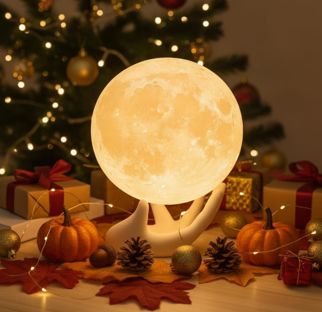 High Built in Quality 3.5 Inch 3D Moon Lamp – White Elephant Gift for Women Teenage Girls, Mood Lighting w/Ceramic Base, Dual-Color White/Yellow, Touch-Dimmable LED...