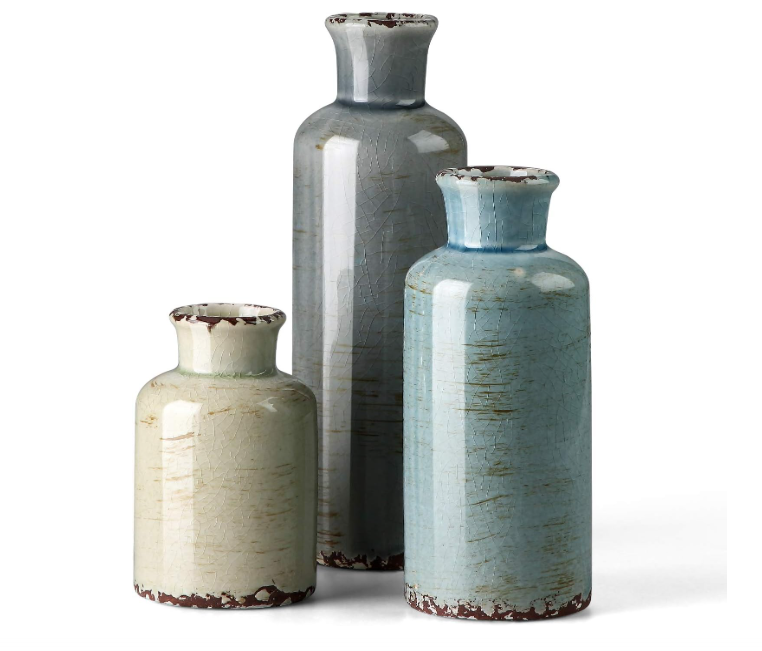 eramic Vase 3 Piece Set, Small Flower vases for Home Decoration, Modern Farmhouse Decoration, Living Room,Table Shelf, Centerpieces