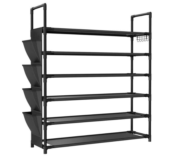 6 Tier Shoe Rack, Shoe Organizer Storage for 24-30 Pairs Shoe and Boot, Long Shoe Shelf with Hook and Side Pocket Free Standing Tall Shoe Rack Top Quality.
