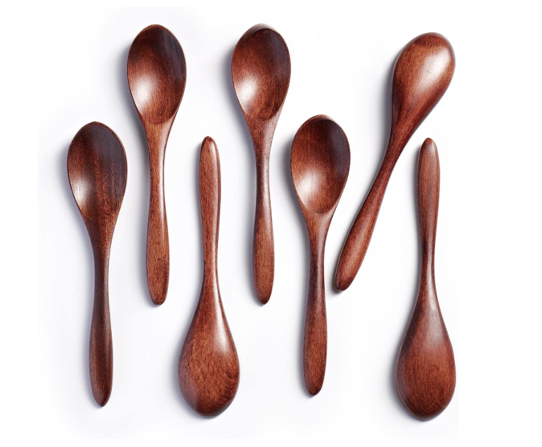 Top Quality 7 PCS Small Wooden Spoons, 5.8 Inch Honey Spoons for Tea, Hardwood Wooden Honey Teaspoon for Coffee, Little Tiny Wood Spoons, Bamboo Table Spoon for stirring, Wooden Spoons for Utensils Set.