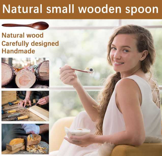 Top Quality 7 PCS Small Wooden Spoons, 5.8 Inch Honey Spoons for Tea, Hardwood Wooden Honey Teaspoon for Coffee, Little Tiny Wood Spoons, Bamboo Table Spoon for stirring, Wooden Spoons for Utensils Set.