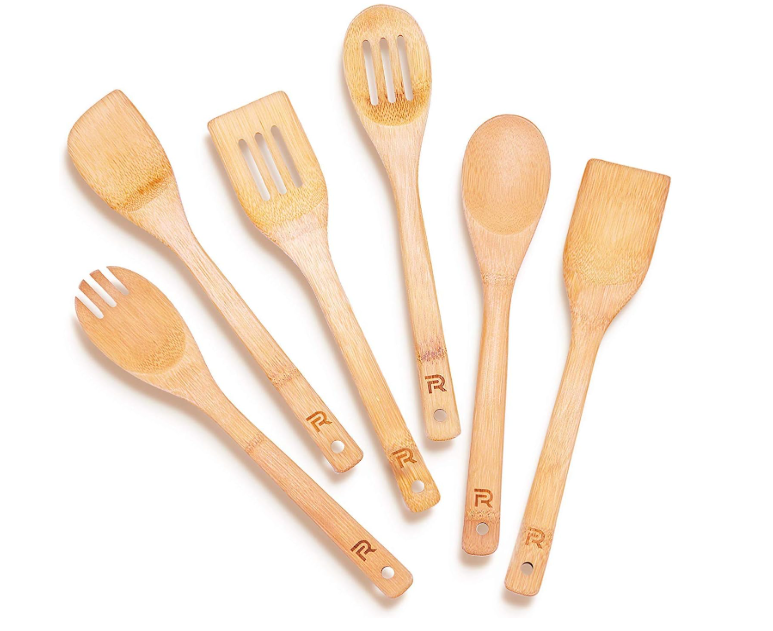 High Quality Cooking Spoons 6-Piece – Wooden Cooking Utensils Set with Wooden Spoons for Cooking & Spatulas Wooden Utensil Sets – Premium Kitchen Utensils Set – Durable First Apartment Essentials