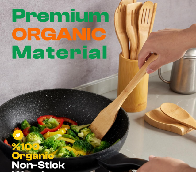 High Quality Cooking Spoons 6-Piece – Wooden Cooking Utensils Set with Wooden Spoons for Cooking & Spatulas Wooden Utensil Sets – Premium Kitchen Utensils Set – Durable First Apartment Essentials