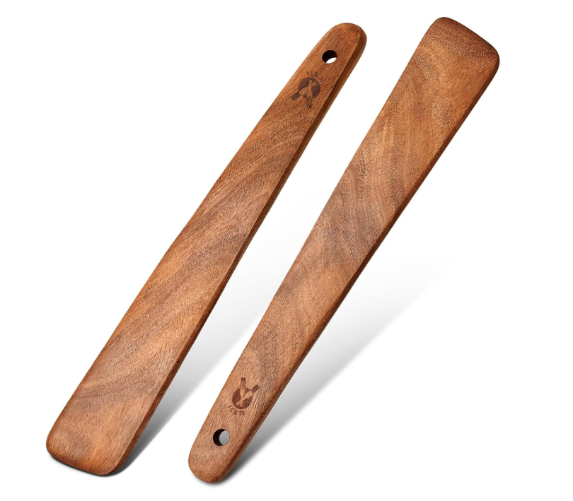 Good Quality 12 inch Teak Wooden Spatula for Cooking, Small Wood Flipper, Egg Scraper, Flat Wood Turner, Multipurpose Wooden Cooking Utensils, Spatulas Spoons Perfect for Flipping, Scraping & Turning, Set of 2